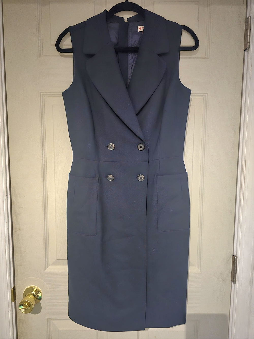 Vintage Brooks Brothers Navy Sleeveless Double-Breasted Sheath Dress